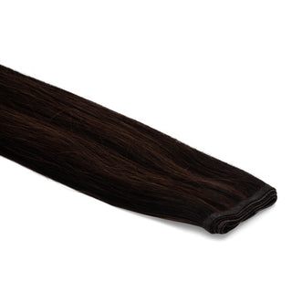 Luxueuze Luxurious Hairextensions Deluxe Flat Weft Pro, 100% menselijk haar, medium bruin, 50 cm, haarverlengingen.