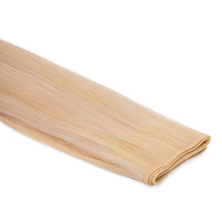 Luxueuze Luxurious Hairextensions Deluxe Flat Weft Pro, 100% menselijk haar, medium bruin, 50 cm lange Haarextensies.