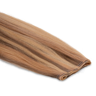Luxueuze Luxurious Hairextensions Deluxe Flat Weft Pro, 100% human haar, medium bruin, 50 cm lang, haarverlenging.