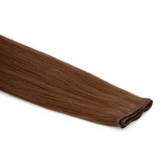 Luxueuze Luxurious Hairextensions Deluxe Flat Weft Pro, 100% menselijk haar, 50cm medium bruin, haarextensies voor volume en lengte