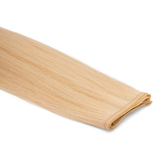Luxueuze Luxurious Hairextensions Deluxe Flat Weft Pro van 100% menselijk haar, medium bruin, 50 cm lang, haarextensies.
