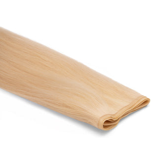 Luxueuze Luxurious Hairextensions Deluxe Flat Weft Pro van 100% menselijk haar, medium bruin, 50 cm lang, haarverlenging.