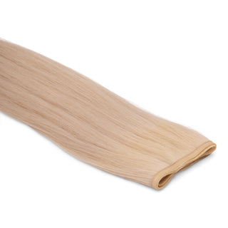 Luxueuze Luxurious Hairextensions Deluxe Flat Weft Pro, 100% menselijk haar, medium bruin, 50 cm lange Haarextensies.