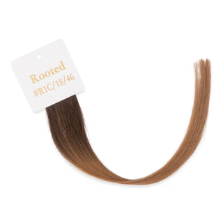 Luxurious-Hairextensions shade testers voor haarextensies, close-up van verschillende haarkleuren en texturen.