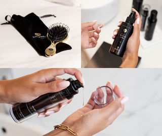 Luxurious Hairextensions Radiance Glow Set voor haarverzorging met glanzende, gezonde haarverzorgingsproducten.
